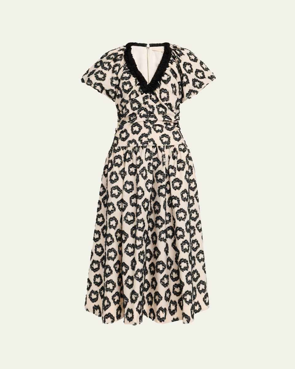 Violeta Textured Short-Sleeve Maxi Dress
